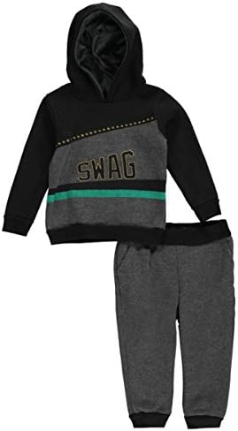 Sacred Crown Baby Boys' "Starry Swag" 2-Piece Fleece Sweatsuit - charcoal/black