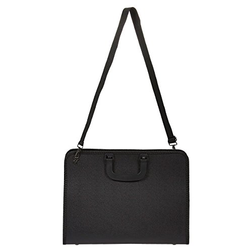 Art Portfolio Case - Artist Portfolios Case with Shoulder Strap and Handle - Arts Carrying Case Drawing Painting Sketch Bag with Zipper and Pocket for Students Artist - Black, 14.5 x 10.5 x 1.5 Inches