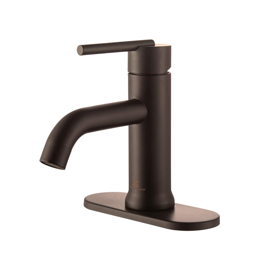 HOMELODY Faucet Bathroom Single Handle 1 Hole or 3 Hole Deck Mount 304 Stainless Steel Lavatory Faucet Brown, 8037BR