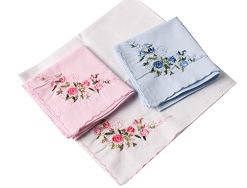 La closure Ladies Soft Embroidery 60s"Cotton Handkerchiefs-Square 43cm