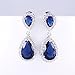 GULICX Teardrop Silver Gold Base Sapphire Color Cubic Zirconia Clear Crystal CZ Dangle Drop Earrings Blue