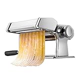 Pasta Machine, iSiLER 150 Roller Pasta Maker, 9 Adjustable Thickness Settings Noodles Maker with Washable Aluminum Alloy Rollers and Cutter,Perfect for Spaghetti, Fettuccini, Lasagna or Dumpling Skins