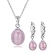 DIAMOVI The Ultimate Sterling Silver Jewelry 100% Real Natural Freshwater Purple Pearls | Silver Chain Pendant & Hoop Earrings | High Quality Purple Pearls For Women | Come In A Fine Jewelry Bag