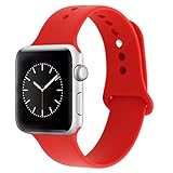 iDon Smart Watch Sport Band, Soft Silicone Replacement Sports Band for Apple Watch Band 42mm 2017 Series 3 Series 2 Series 1 (S/M, Red)