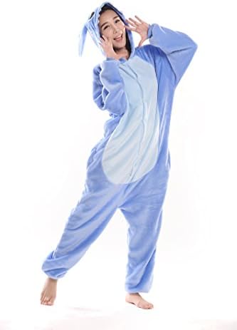 VANKIO Halloween Stitch Onesie Costume Unisex-Adult Animal For Halloween Party Costumes (S, Blue)