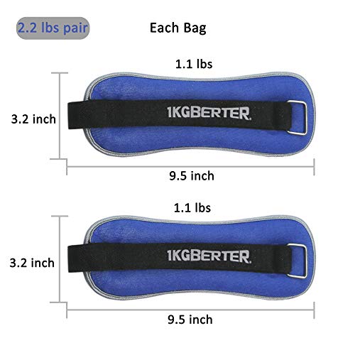 BERTER Small Ankle Wrist Weights, MINI Leg Arm Hand Cuff Weights for Women Men Kids Toddler Children, Exercise Equipment with Adjustable Straps for Fitness Gym Dancing Walking Aerobics (1 Pair, 2lb)