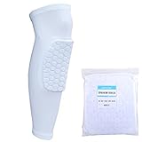 AGPtEK Strengthen Kneepad Honeycomb Pad Crashproof Antislip Basketball Leg Knee Long Sleeve Protective Pad(White, M size)