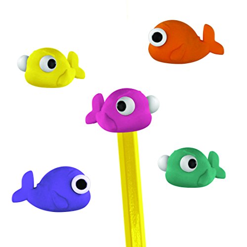 Mustard Pencil Toppers Rubber Erasers - Assorted Colors Fish