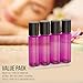 4 Pack - Essential Oil Roller Bottles [Metal Chrome Roller Ball] FREE Plastic Pippette, Funnel and Bottle Opener Refillable Glass Color Roll On for Fragrance Essential Oil - 10 ml 1/3 oz (Purple)
