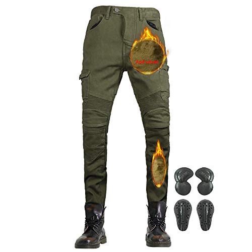 image for VNFOX Winter Motorcycle Jeans, Mens & Womens Velvet Warm Motocross Rac