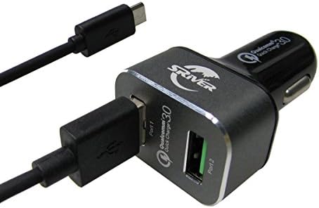 SRiver 36W 2 Port Universal QC 3.0 Rapid Car Charger - Black