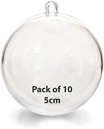 Pack of 10 Clear Plastic Craft Ball Acrylic Transparent Sphere Christmas Baubles 7 sizes Available by KTLShop (5cm)