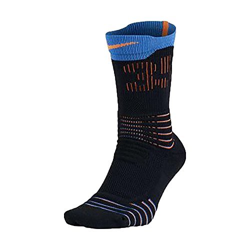 Nike Men's KD Hyper Elite Crew Basketball Socks (Large (8-12)Blk/Blue/Orange
