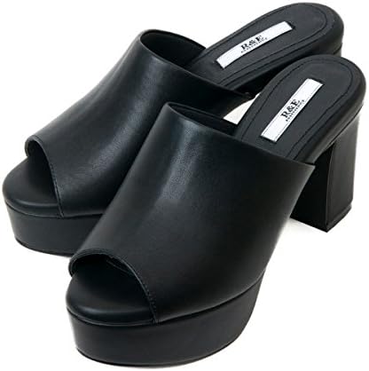 Amazon R E R E R E レザー太ヒールワイドカバーミュール ブラック S 22 0 22 5 R E R E ファッションサンダル