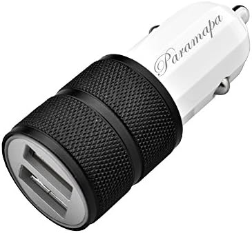 Paramapa Dual USB Car Charger, Aluminum Alloy Cover with 4.8A Output for iPad iPhone 7/6 Samsung Galaxy S7/S6 Huawei Mate 10/9/8 P10/9/8 and more -Black