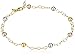 14k Gold-Bonded Sterling Silver Tri-Color Beaded Station Anklet