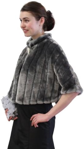 Gray Faux Fur Mink Cape