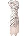 PrettyGuide Women's 1920s Gastby Diamond Sequined Embellished Fringed Flapper Dress S Luxury Beige