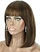 Beauart 12” 100% Remy Human Hair Short Bob Wigs for Women Straight Hair Brown Highlights Bob Wigs with Hair Bangs,Trendy and Natural Looking Everyday Wear Wigs