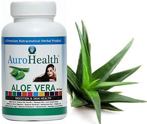 AuroHealth Aloe Vera Digestion And Skin Health Natural Herbal Product - 60 Capsules