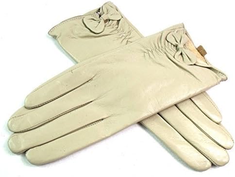 The Leather Emporium Women's Gloves Fully Faux Fur Lined Winer Warm Medium Cream
