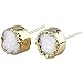 SUNYIK White Quartz Druzy Stud Earrings