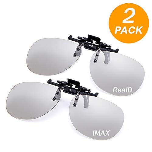 FireKylin 3D Clip on Glasses for Movies/Cinema/Passive 3D TV (RealD & IMAX 2 Pcs)
