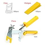 Xntun Tile Leveling System Professional Ceramic Tile and Stone Installation 1/16 Inch 300-Piece Leveling Spacer Clips and 100-Piece Reusable Wedges and 1 Tile Plier(2mm Suit)