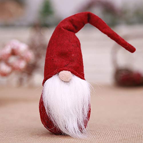 Tuscom 10.6 Inches Lovely Standing Faceless Doll | Handmade Christmas Gnome Swedish Figurines Holiday Decoration Gifts (3 Colors) (Red)