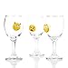 Wine Glass Charms – 12-Piece Suction Cup Wine Charm Drink Markers – Decorative Wine Glasses Tags with Funny Emoji Faces Icons, Yellow