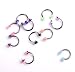 Adored 10 pcs 16/18 Gage Mixed Color U Taper Horseshoe Stainless Steel Triangle Cap Stud Ear Nose Nipple Lip Eyebrow Tongue Ring Body Piercing