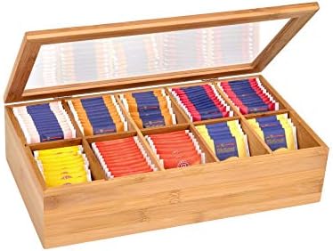 GRÄWE - Caja para bolsas de té (bambú, 10 compartimentos, con tapa): Amazon.es: Hogar