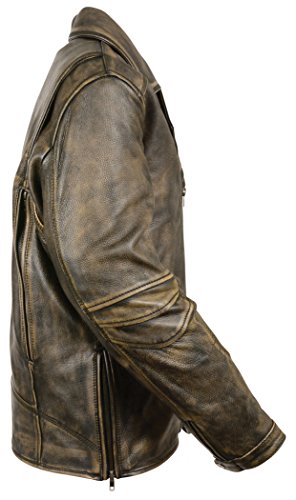 Milwaukee Men's Vented Updated Motorcycle Jacket (Black/Beige, 4X-Large)