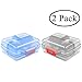 2 Pack Travel Pill Organizer Case Pocket Container, 7 Compartments Daily Pill Case for Vitamin/Fish Oil/Supplements, Translucent Black and Blue
