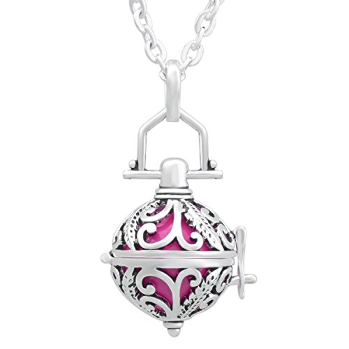 Eudora Harmony Bola Elegant Iris Pendant Necklace 16mm Angel Caller Chime & 30'' Deep Pink