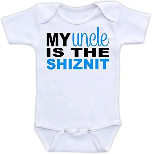 My Uncle is The Shiznit - Funny One Piece Baby Bodysuit (12M Short Sleeve Bodysuit, Blue Font)