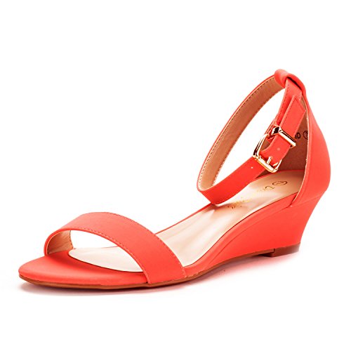 coral low heel sandals
