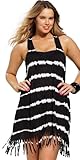 Swimsuitsforall Women's Plus Size Tie Dye Racer Back Fringe Dress
