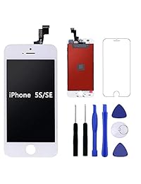 Pantalla táctil LCD para iPhone 5S SE de repuesto con kit de herramientas de reparación y protector de pantalla, color blanco