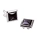 BUTTONCUFF Black Stone Button Covers - Imitation Cuff Links for Tuxedo, Business or Formal Shirts (SQ-bla)