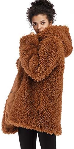VILIER Ladies Womens Soft Teddy Fleece Hooded Jumper Hoody Jacket Coat Taupe