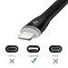 BigBlue 0.5ft / 6inch Short Lightning Cable Mfi Certified Charging Lead Silicon Lightning to USB Charge Sync Data Cord (Black-0.5ft)