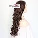 K'ryssma Natural Looking Chocolate Brown Lace Front Wigs For Women Long Wavy Fashionable Glueless Synthetic Wigs With Widow's Peak Heat Resistant 24 Inches