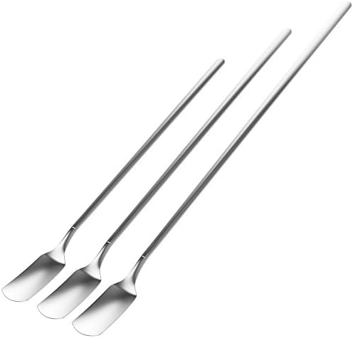 Long Handle Coffee Iced Tea Stainless Steel Mixing Spoon, Fruit Juice drinks Ice Cream, Soup, Cocktail Stirring table Spoons, for Bar, Home, Restaurant, Party, Set of 3 Packs