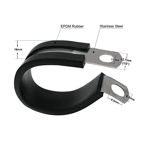 1.5" Cable Clamp Stainless Steel Insulated Rubber Cushioned - Cable Clamp, Pipe Clamp, Hose Clip, Line Clamp and Wire Clamp (12 Pack) - Thumbnail 4