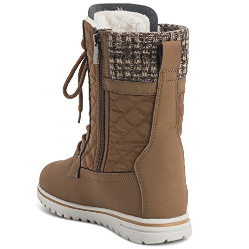 Polar Products Womens Quilted Short Faux Fur Snow Waterproof Winter Durable Warm Boots - 8 - TAN39 AYC0527