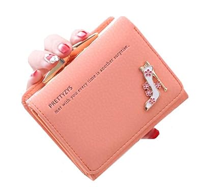 MOCA Womens PU Leather Short Small Mini 3 Folds Wallet Card Holder - Orange