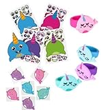 10 Dozen (120) Set of Awesome Narwhal Fun! (72) Temporary Tattoos, (24) Sticker Sheets, and (24) Rings! This is perfect for Birthday Party Favors, Classrooms, Prizes, and More!