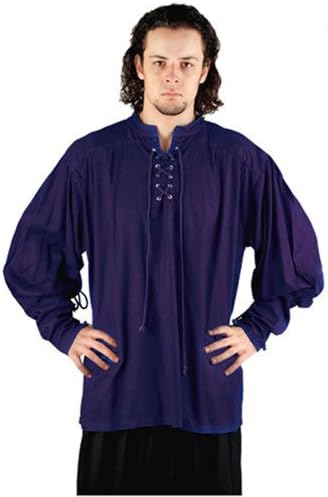 Pirate Buccaneer Renaissance Medieval Costume Shirt (X-Large, Royal Blue)