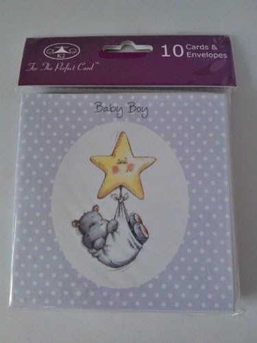 Pack of 10 Baby Boy Birth Announcement Cards with Envelopes